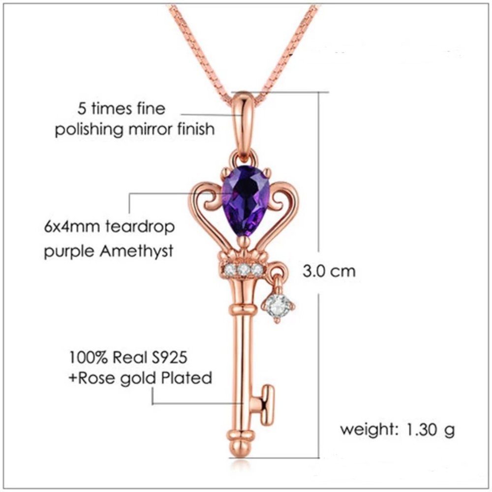0.40ct Genuine Amethyst S925 Necklace - Picture 6 of 12